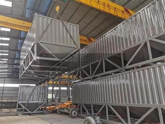 Équipements d'usine de ciment Silo à ciment horizontal avec plusieurs ports de décharge, réservoir de stockage de ciment pour machines minières